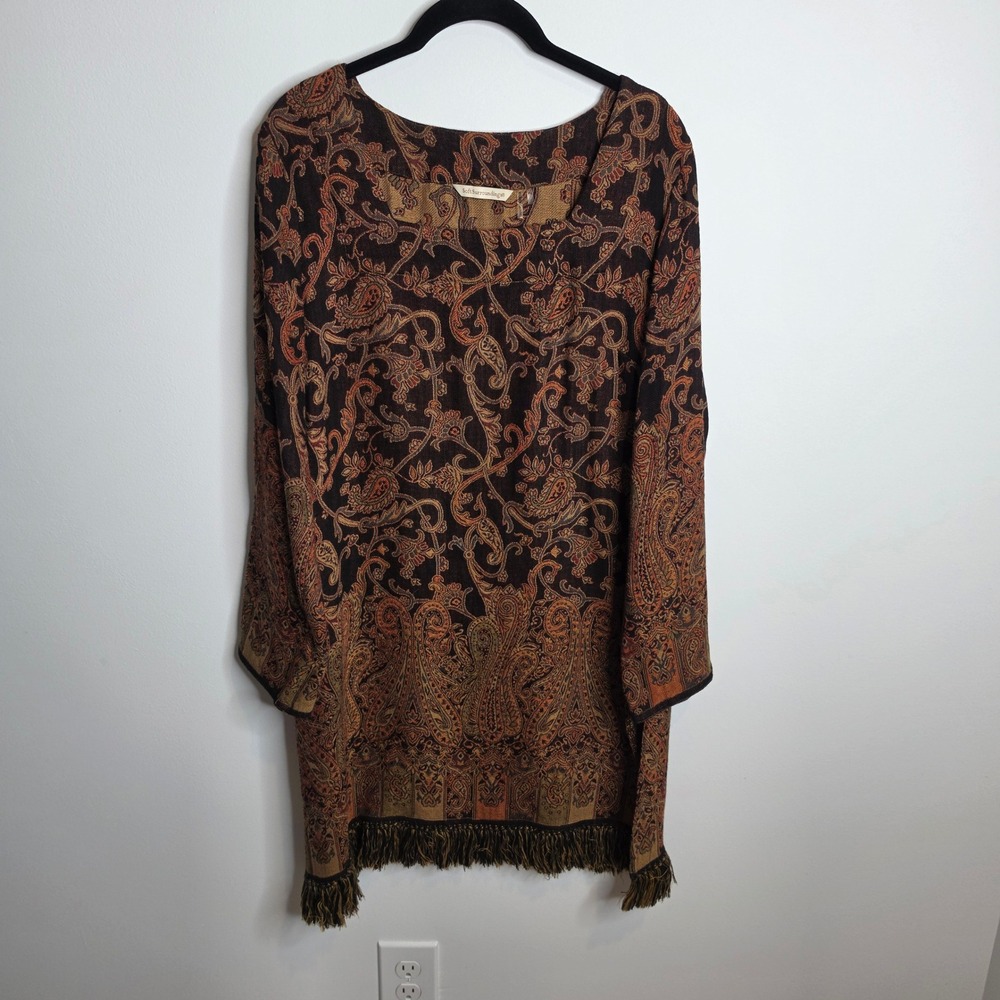 Soft Surroundings Paisley Fringe Tunic Top Womens PM